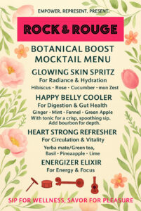 Rock & Rouge Botanical Boost Mocktail Menu